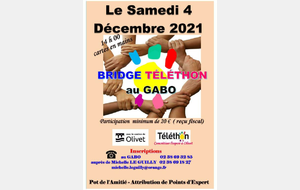 TÉLÉTHON - Les Bridgeurs Olivetains ont toujours du cœur !