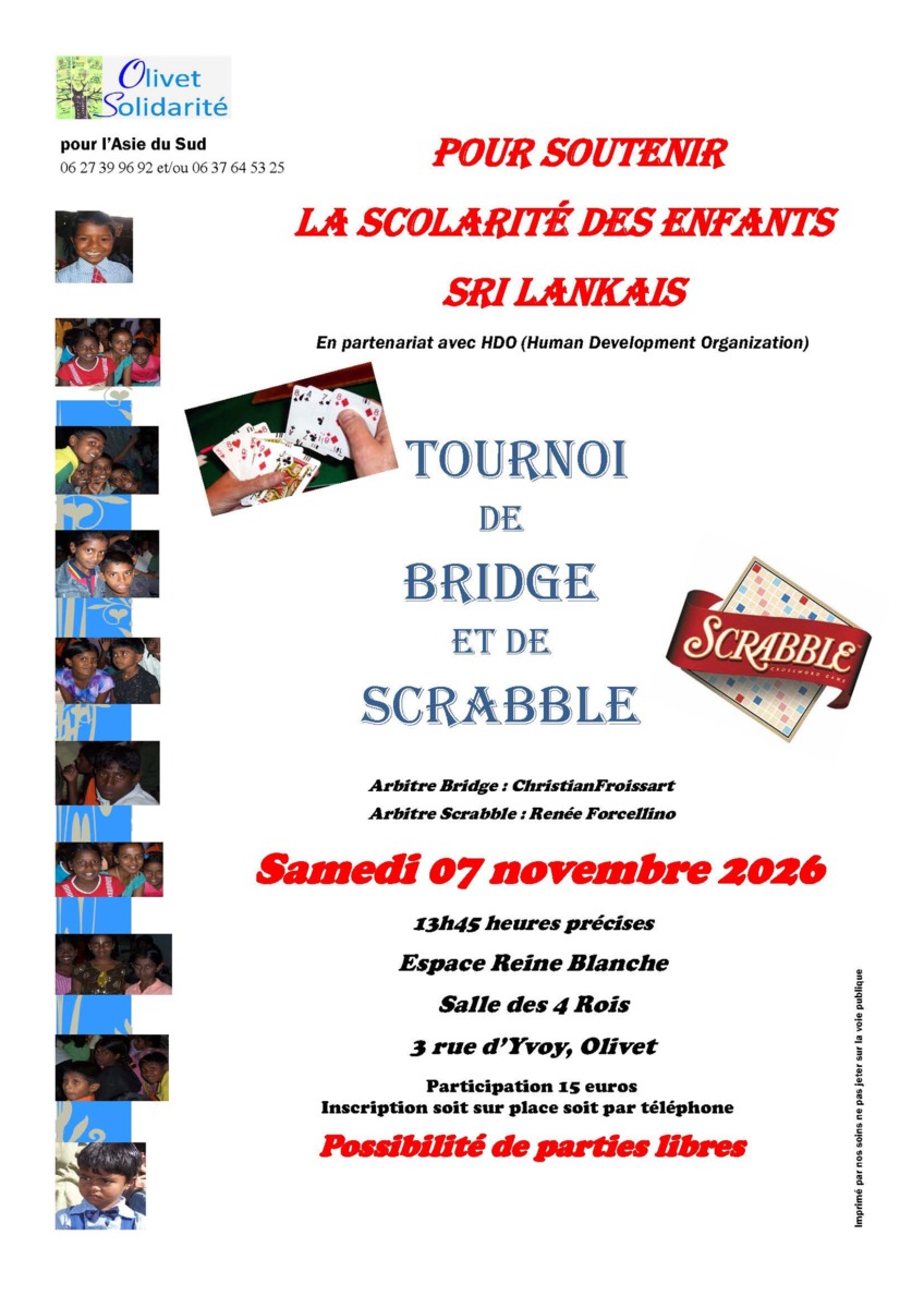 TOURNOI OLIVET-SOLIDARITE POUR L'ASIE DU SUD